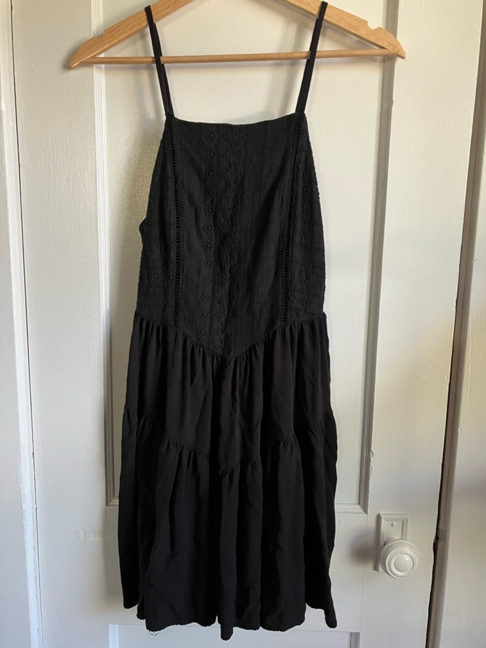 Black Spaghetti Strap Eyelet Dress